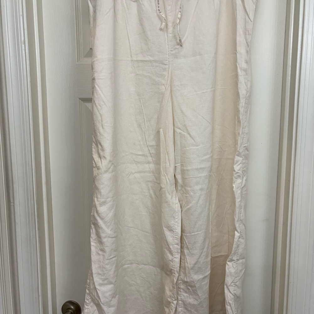 Calia Women’s Linen Cream Swim Wide-Leg Pants